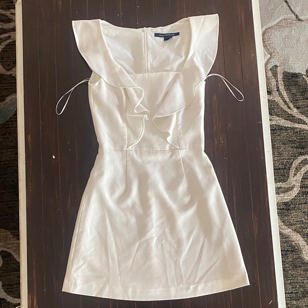 French Connection White Ruffle Mini Dress -Size 4 - Picture 10 of 11